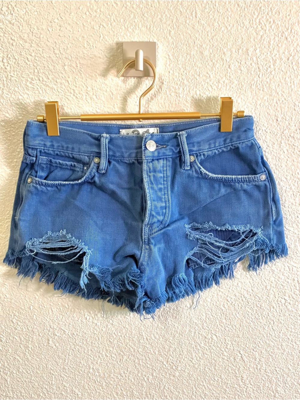 Free People Loving Good Vibrations Cutoff Shorts Cobalt Blue 24
